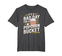 It's A Bad Day for A Popcorn Bucket Funny Movie Night T-Shirt, Men's Big and Tall, Dark Heather Grey, 5X Tall