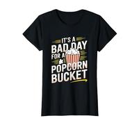 It's A Bad Day for A Popcorn Bucket Funny Movie Night T-Shirt, Women, Black, Medium