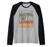 It's a Beautiful Day for Language Learning Retro Groovy Raglan Baseball Tee