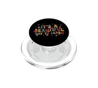 It's A Beautiful Day To Learn Teacher Groovy Retro Quote PopSockets PopGrip for MagSafe