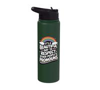 It's A Beautiful Day to Respect Other People's Pronouns Stainless Steel Insulated Water Bottle