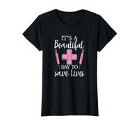 It's a Beautiful Day to Save Lives Value Graphic T-Shirt, Women, Black, L