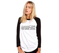 It's a Beautiful Day to Save Lives - Womens Baseball Top - Hospital TV Show Merch My Person XXL White/Black