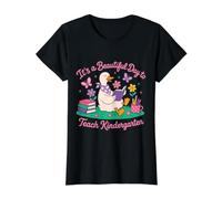 It's a Beautiful Day to Teach Kindergarten Goose Teacher Value Graphic T-Shirt, Women, Black, XL