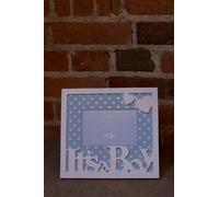 "It's a Boy" Blue & White Wooden 4" x 6" Frame with Cut out Letters