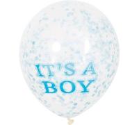 It's a Boy Clear Latex Balloon with Blue Confetti (30cm) Pack of 6 - Perfect for Baby Shower and Gender Reveal Celebrations