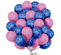 It's A Boy & Girl Printed Balloons - 12 Inch Blue Latex Baby Shower Party Decoration - Gender Reveal Supplies Pack of 15