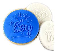It's A Boy Icing Stamp Embosser Stamp Fondant for Biscuits, Cookies, Cupcake Topper Decorations Stencil for Baby Shower Gender Reveal (60mm)