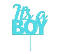 'It's A Boy' Light Blue Diamond Cake Topper, Pack of 1 - Dazzling Design, Perfect Decoration for Baby Showers, Gender Reveal Parties, & More