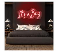 It's a Boy Neon Lights Signs Personalized Custom Large LED Acrylic Light Up Neon Sign For Bedroom For Wall Decor Wedding Bar Party Outdoor Happy Birthday(Red,55cm width)