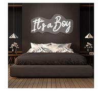 It's a Boy Neon Lights Signs Personalized Custom Large LED Acrylic Light Up Neon Sign For Bedroom For Wall Decor Wedding Bar Party Outdoor Happy Birthday(White,75cm width)