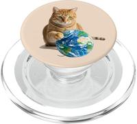 It's a cat's world 2! Tabby cat playing with "earth" ball. PopSockets PopGrip for MagSafe