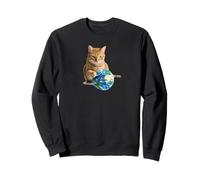 It's a cat's world 2! Tabby cat playing with "earth" ball. Sweatshirt