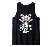 It's a Chinese Crested Day Cartoon Pet Dog Breed Powderpuff Tank Top