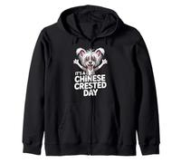 It's a Chinese Crested Day Cartoon Pet Dog Breed Powderpuff Zip Hoodie