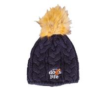 Its a Dogs Life Cable Beanie with Faux Fur Pom: Navy Colour: Navy
