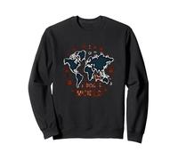 It's A Dog's World - Global Paw Print Map Sweatshirt, Adult Unisex, Black, L