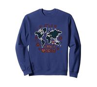 It's A Dog's World - Global Paw Print Map Sweatshirt, Adult Unisex, Navy, M