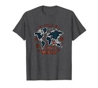 It's A Dog's World - Global Paw Print Map T-Shirt, Men, Dark Heather Grey, 6XL