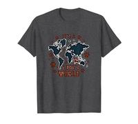 It's A Dog's World - Global Paw Print Map T-Shirt, Men, Dark Heather Grey, XX-Large