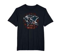 It's A Dog's World - Global Paw Print Map T-Shirt, Men's Big and Tall, Black, 6X Tall