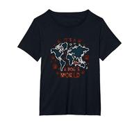 It's A Dog's World - Global Paw Print Map T-Shirt, Women's Plus, Black, 1X
