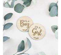 It's a Girl and It's a Boy Set of 2 Wooden Disks for Pregnancy Gender Reveal Baby Annoucement