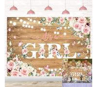 It's a Girl Baby Shower Backdrop Watercolor Pink Rustic Wood Floral Banner Sweet Baby Girl Shower Newborn Birthday Party Decorations Photo Background (8X6FT (240x180cm))