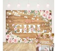 It's a Girl Baby Shower Backdrop Watercolor Pink Rustic Wood Floral Banner Sweet Baby Girl Shower Newborn Birthday Party Decorations Photo Background (6X4FT (180x120cm))