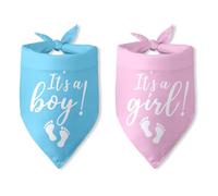 It's A Girl It's A Boy Gender Reveal Baby Announcement Dog Bandana Pink Blue Bandana for Dogs Puppy Bandana Triangle Bibs Scarf Accessories for Small Medium 2 Pack