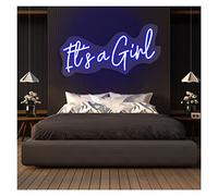 It's a Girl Neon Lights Signs Personalized Custom Large LED Acrylic Light Up Neon Sign For Bedroom For Wall Decor Wedding Bar Party Outdoor Happy Birthday(Blue,75cm width)