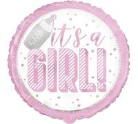 Unique Foil Balloon It's a Girl Pink 45 cm – Chic Elegant – Baby Showers & Gender Reveal – 1 Pc