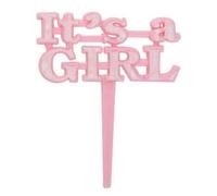 It's a Girl Pink Plastic Cake Picks (12cm) Pack of 8 - Adorable Baby Shower Decorations