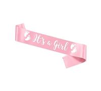 ITS A Girl Sash, Light Pink Satin with White Art Font with Baby Foot, Best Baby Shower for Future Mommy Decorations Mother Gifts, Baby Girl Mom to be Neutral Twins