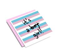 It's A Girl Transgender Square Card - Pride Parade LBGTQ Community Gay He She Neutral Occasion Birthday Girl Gifts Presents Personalised/Blank Messages (Personalised Message)