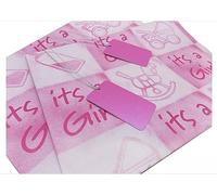 It's A Girl Wrapping Paper for Newborn Baby Girl Pink Celebration | 2 Folded Sheets and 2 Tags Included