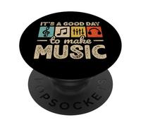 It's A Good Day To Make Music Vintage Musician EDM Music PopSockets Adhesive PopGrip