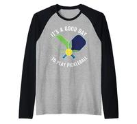 It's a Good Day to Play Pickleball Crossed Paddles Graphic Raglan Baseball Tee