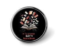 It's A Good Day to Read A Book Round Brooch Pins Badge Printed Button Tie Lapel Backpack Pin Decoration for Women Men