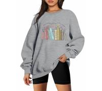 It's a Good Day to Read a Book Sweatshirt for Women Wildflower Book Lovers Graphic Pullover Reading Teacher Long Sleeve Top, Grey, M