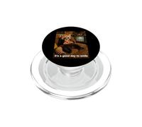 it's a good day to smile panda bear eating pizza design PopSockets PopGrip for MagSafe