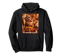 it's a good day to smile Raccon Eating Pizza design Pullover Hoodie