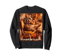 it's a good day to smile Raccon Eating Pizza design Sweatshirt