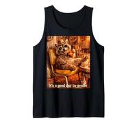It's a Good Day to Smile Raccon Eating Pizza Design Tank Top