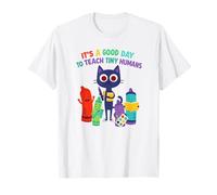 It's A Good Day to Teach Tiny Humans Blue Cat Crayon T-Shirt