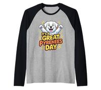 It's a Great Pyrenees Day Cartoon Pet Guardian Dog Breed PYR Raglan Baseball Tee
