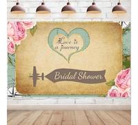 It's A Journey Bridal Shower Party Decoration Backdrop Pink Floral Travel Around The World Map Airplane Wedding Photo Background