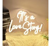 It's A Love Story Neon Signs,Neon Signs for Wall Decor, Neon Sign It's A Love Story Neon Lights Signs for Bedroom, Wedding Engagement Decoration Birthday Party