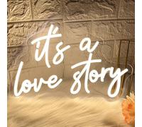 It's A Love Story Neon Signs,Neon Signs for Wall Decor, Neon Sign It's A Love Story Neon Lights Signs for Bedroom, Wedding Engagement Decoration Birthday Party