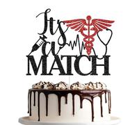 It's a Match Cake Topper, Happy Match Day Cake Topper, Congrats on Matching, Residency Match Day Decorations, Med/Nursing School Grad Party Decorations, Black and Red Glitter